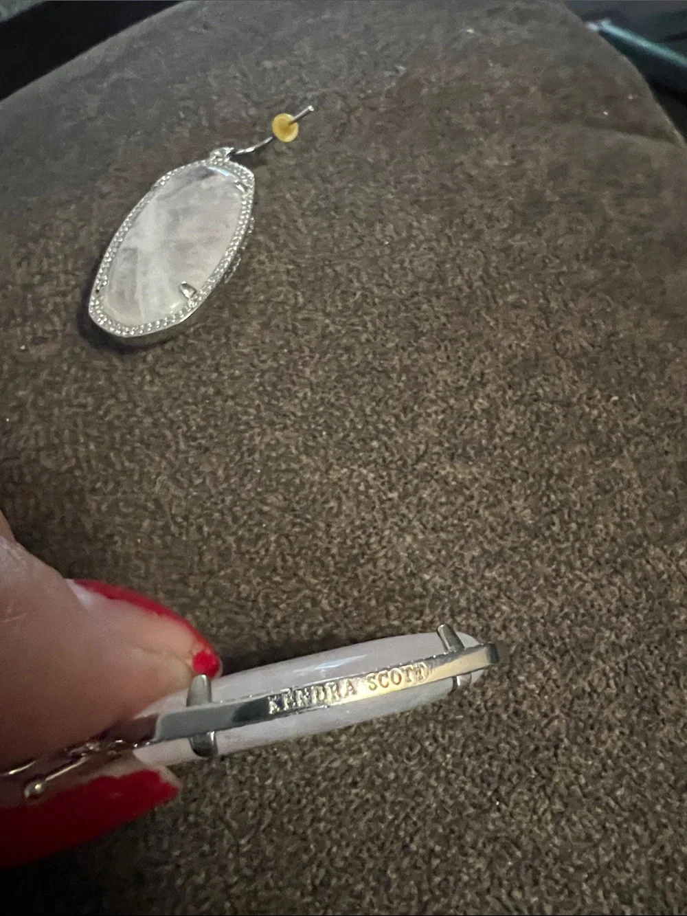 Kendra Scott Silver-Tone Rose Quartz Oval Drop Earrings - Pink Gemstone